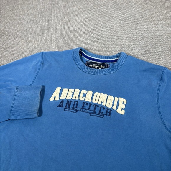 Vintage Abercrombie & Fitch T Shirt Mens L Long Sleeve Blue Embroidered Logo 90s - Picture 1 of 9